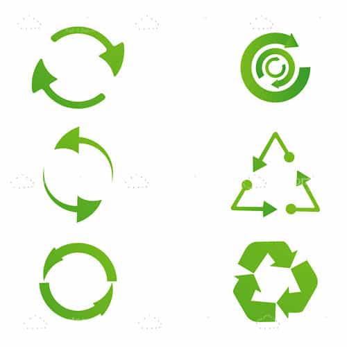 Set of Green Recycle Icons